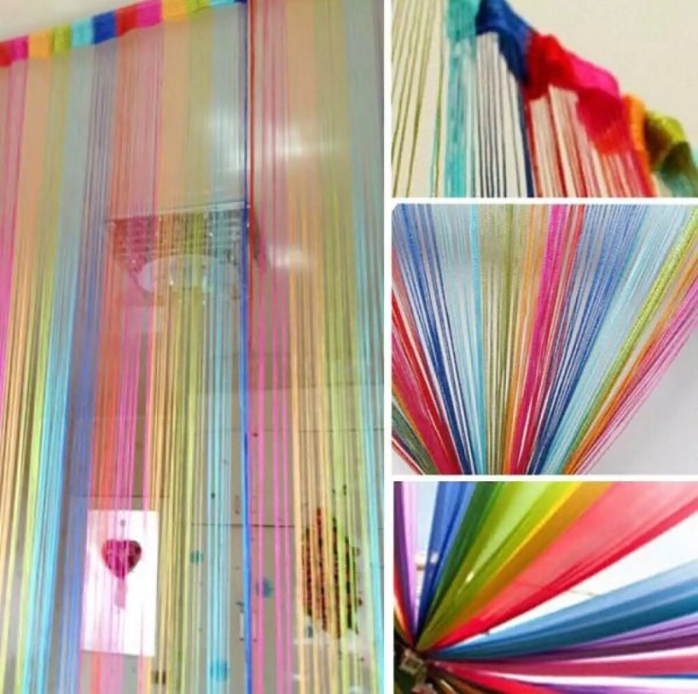 Multicolor String Door Curtain Colourful Tassel Beads Room Divider Curtain Decor - Image 3