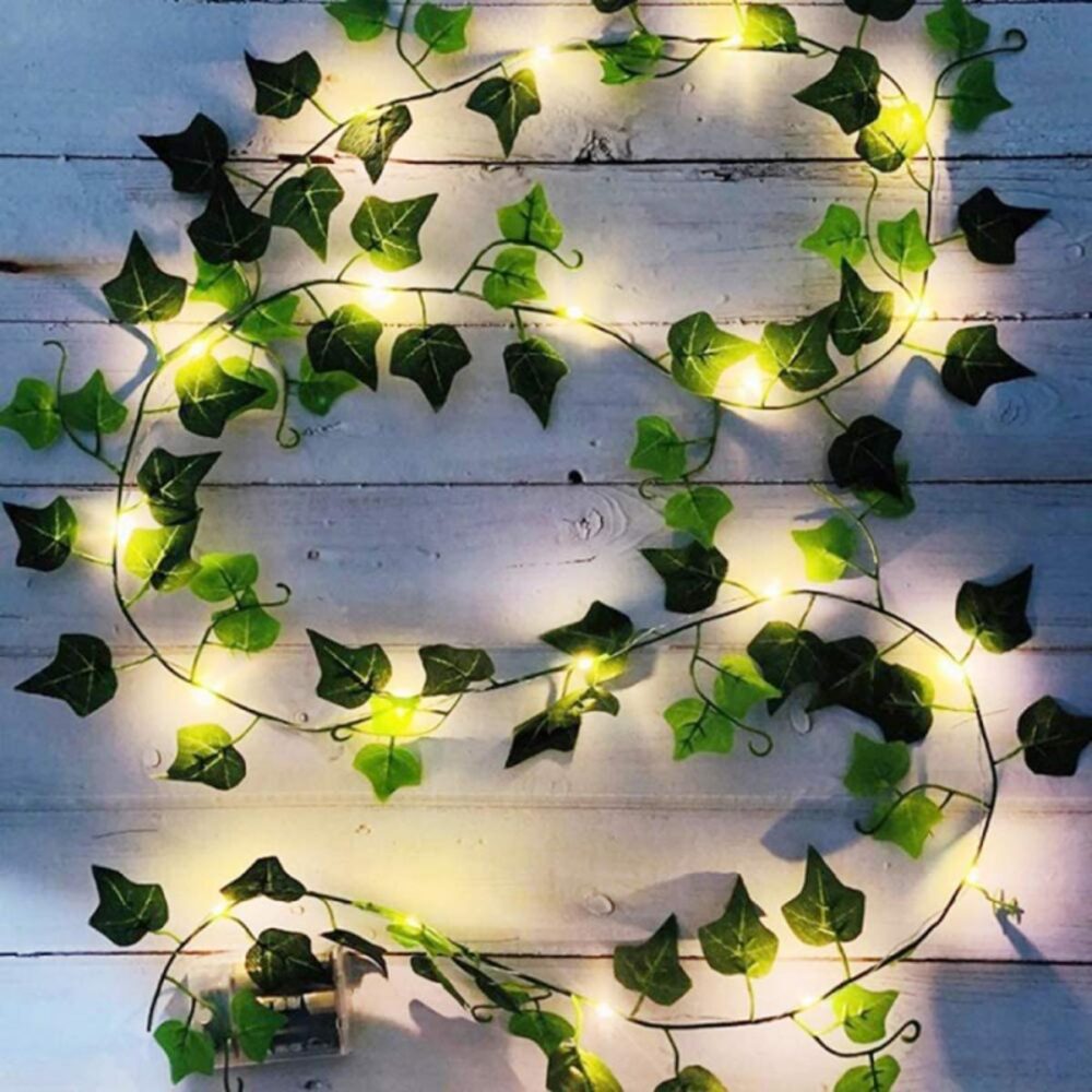 Artificial 11ft bail big leaf 15ft approx fairy lights with bail string for home Room decoration items, office, wedding, function decorations