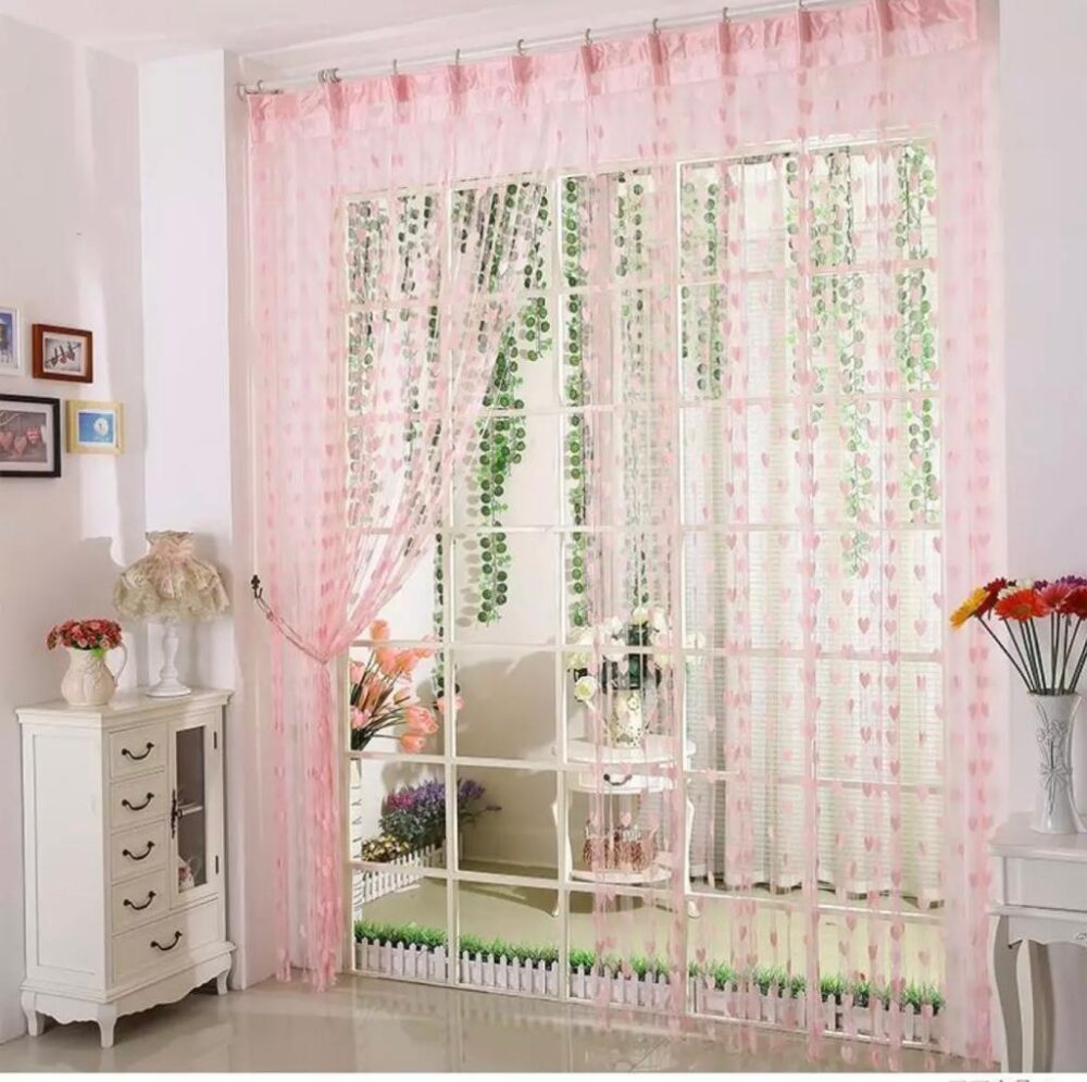 Cute pink colour Heart Line Tassel String Door Curtain Window Room Curtain heart Valance Modern Living Room/curtain beads/window beads/trendy door beads