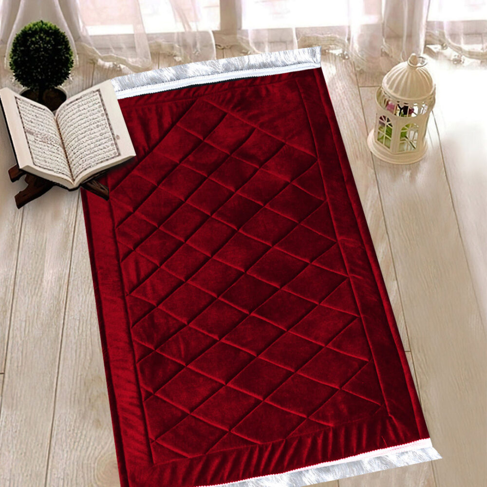 imported 80cmby120cm Prayer Mats Premium Orthopedic Foam Quilted Velvet Prayer Rug | Anti Slip Quilted Jaye namaz, Printed Jaye Namaz - Image 5